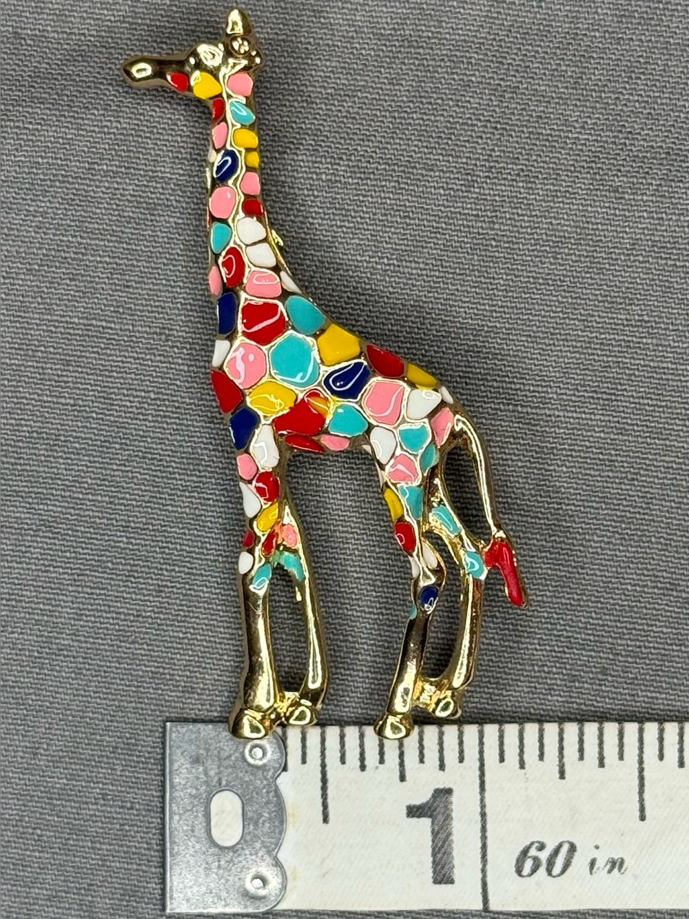 Colorful Enamel Giraffe Brooch Pin - Multicolor
